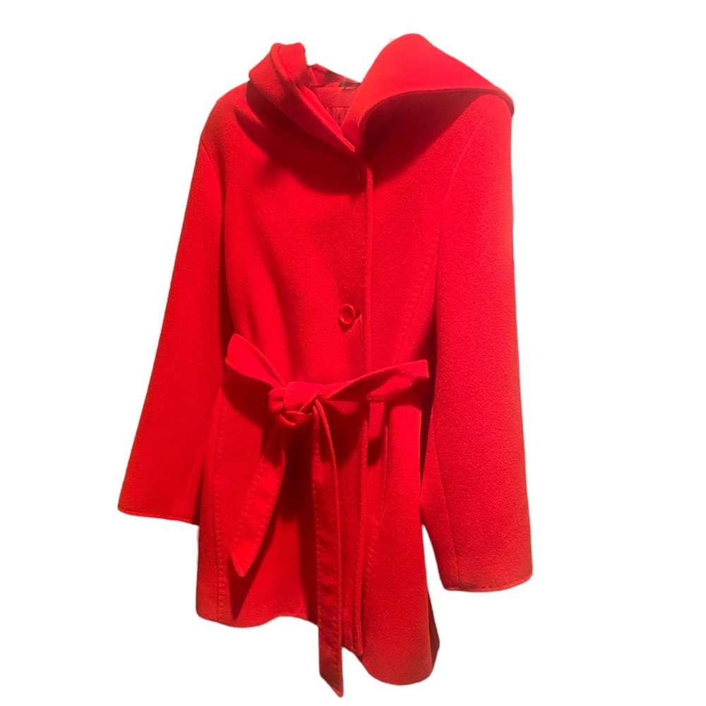 Red CINZIA ROCCA  Hooded Virgin Wool Jacket. Size medium-small.
